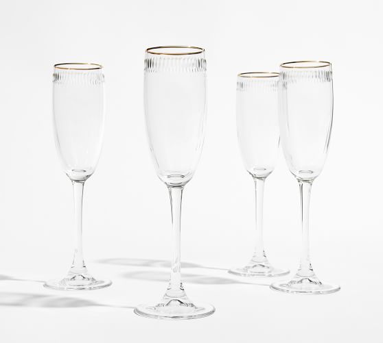 Champagne Glasses | Crystal Gold Rim
